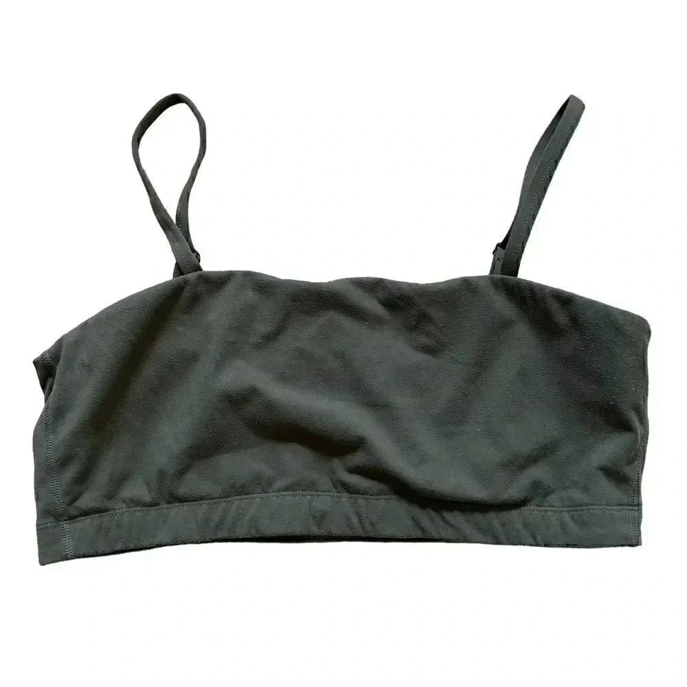 Bandeau Green Adjustable Straps Solid Lightweight Womens Sports Bra SZ XL